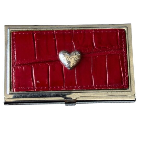 Brighton Vintage Red croc business card holder heart love - Picture 1 of 9
